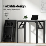 Artiss Computer Desk Office Chair PU Leather Set Foldable Home Study Table Black
