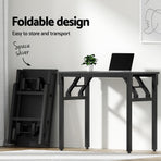 Artiss Computer Desk Office Chair PU Leather Set Foldable Home Study Table Black, image 4