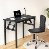 Artiss Computer Desk Office Chair PU Leather Set Foldable Home Study Table Black - 45-Degree Angle