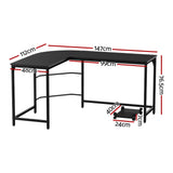 Artiss Computer Desk L-Shape CPU Stand Black 147CM - Front View
