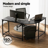 Artiss Computer Desk L-Shape CPU Stand Black 147CM - Top-Down View
