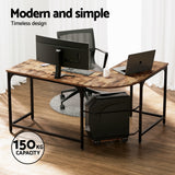 Artiss Computer Desk L-Shape CPU Stand Brown 147CM - Top-Down View