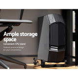 Artiss Computer Desk L-Shape CPU Stand Brown 147CM - Close-Up Angle