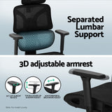 Artiss Computer Desk L-Shape Study Desks Ergonomic Office Chair Mesh Chairs - Rear View