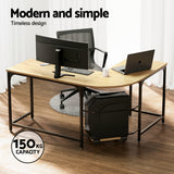 Artiss Computer Desk L-Shape CPU Stand Oak 147CM - Top-Down View