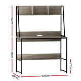 Artiss Computer Desk Bookshelf Storage Grey 100CM - Front View