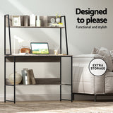 Artiss Computer Desk Bookshelf Storage Grey 100CM - Top-Down View