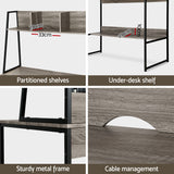 Artiss Computer Desk Bookshelf Storage Grey 100CM - Rear View