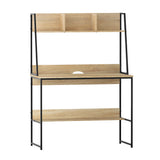 Artiss Computer Desk Bookshelf Storage 100CM Oak - Close-Up Angle
