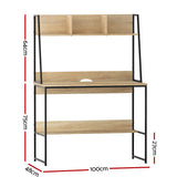 Artiss Computer Desk Bookshelf Storage 100CM Oak - Front View