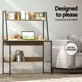 Artiss Computer Desk Bookshelf Storage 100CM Oak - Top-Down View