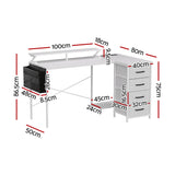 Artiss 140cm L Shaped Gaming Desk Computer Desk with LED Lights & Power Outlets - Side View