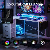 Artiss 140cm L Shaped Gaming Desk Computer Desk with LED Lights & Power Outlets - Rear View