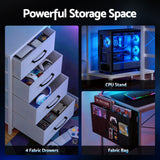 Artiss 140cm L Shaped Gaming Desk Computer Desk with LED Lights & Power Outlets - Close-Up Angle