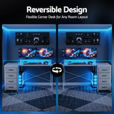 Artiss 140cm L Shaped Gaming Desk Computer Desk with LED Lights & Power Outlets - Extra Image