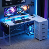 Artiss 140cm L Shaped Gaming Desk Computer Desk with LED Lights & Power Outlets - Extra Image