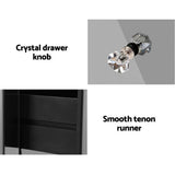 Artiss Bedside Table 3 Drawers Mirrored Glass - QUENN Grey - Close-Up Angle