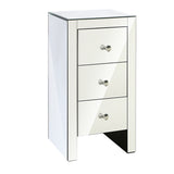 Artiss Bedside Table 3 Drawers Mirrored - QUENN Silver - Low Angle