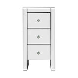 Artiss Bedside Table 3 Drawers Mirrored - QUENN Silver - Side View