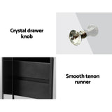 Artiss Bedside Table 3 Drawers Mirrored - QUENN Silver - Rear View