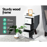 Artiss Bedside Table 3 Drawers Mirrored - QUENN Silver - Close-Up Angle