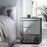 Artiss Bedside Table 3 Drawers Mirrored - PRESIA Grey