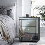 Artiss Bedside Table 3 Drawers Mirrored - PRESIA Grey - Close-Up Angle