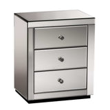 Artiss Bedside Table 3 Drawers Mirrored - PRESIA Grey - Low Angle