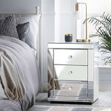Artiss Bedside Table 3 Drawers Mirrored - PRESIA Silver - Close-Up Angle