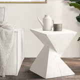 Oikiture Side Table Concrete White - 45-Degree Angle