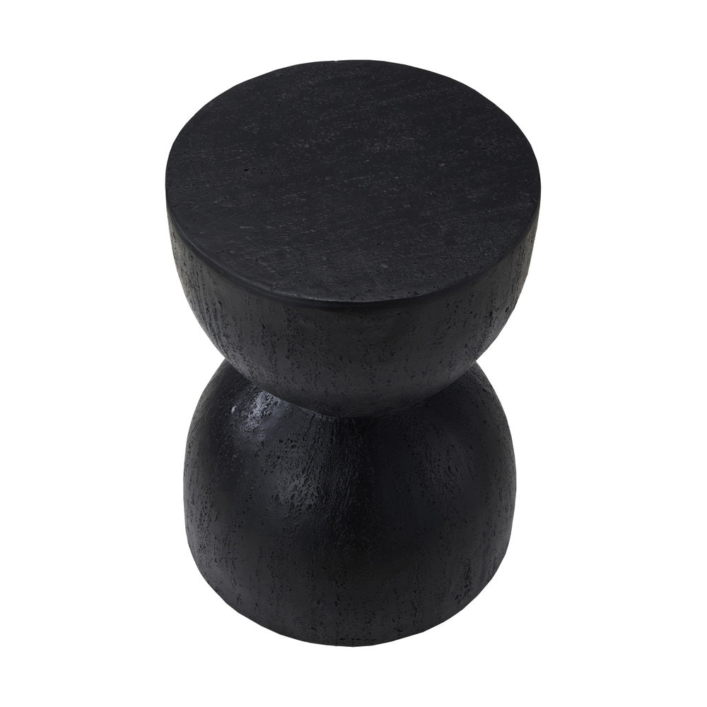 Oikiture Side Table Concrete Outdoor Indoor Black