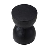 Oikiture Side Table Concrete Outdoor Indoor Black - Front View