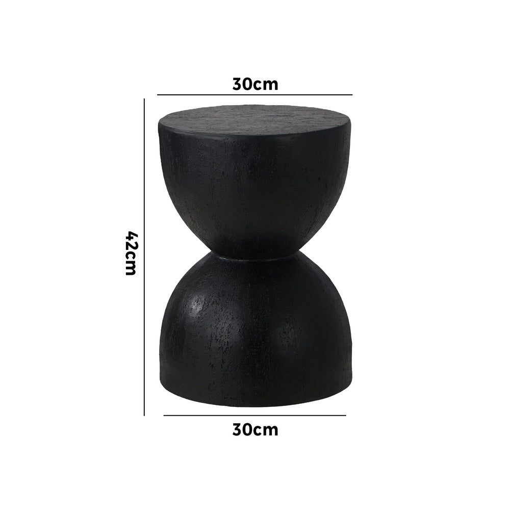 Oikiture Side Table Concrete Outdoor Indoor Black
