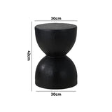 Oikiture Side Table Concrete Outdoor Indoor Black - Side View