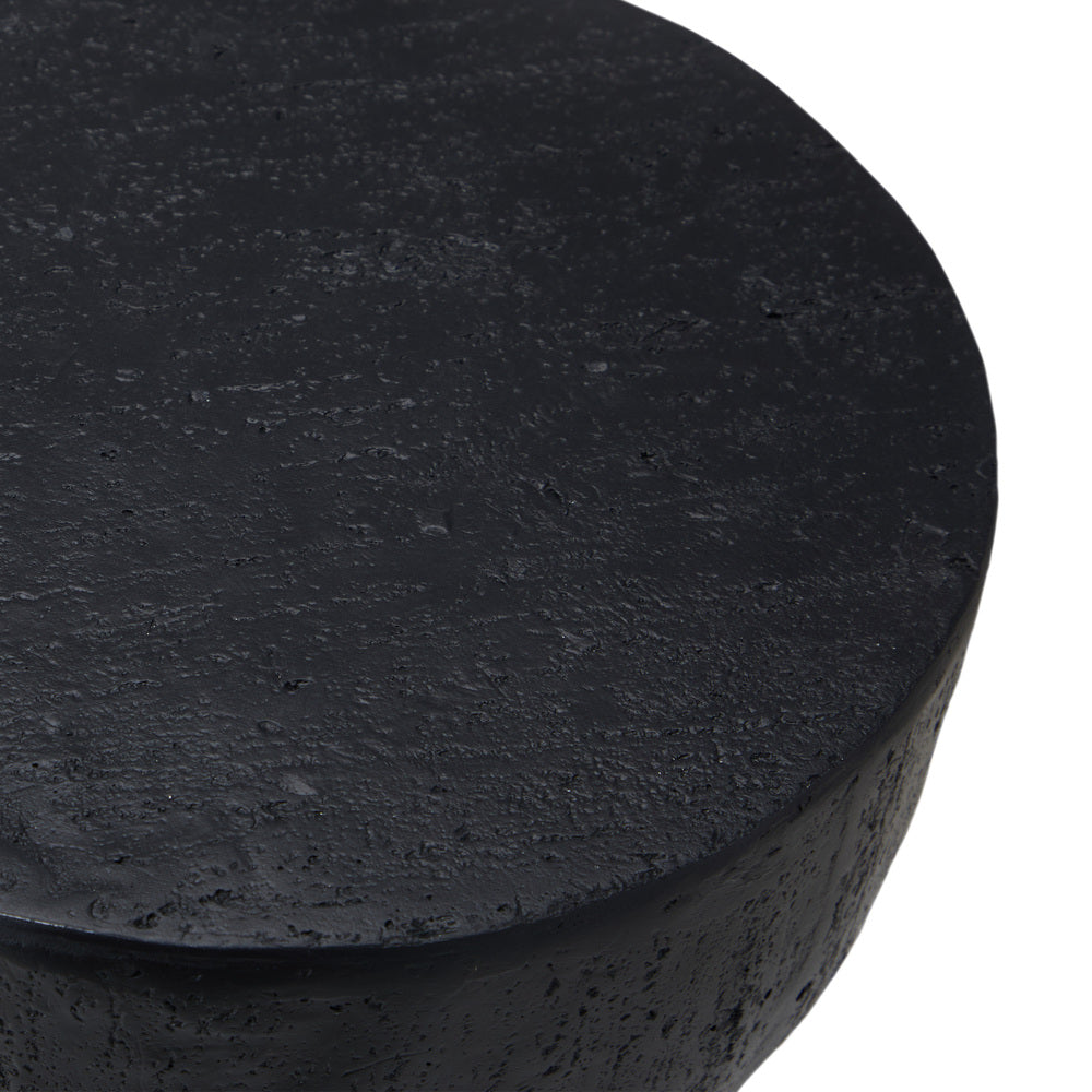 Oikiture Side Table Concrete Outdoor Indoor Black