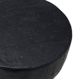 Oikiture Side Table Concrete Outdoor Indoor Black - Top-Down View