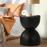 Oikiture Side Table Concrete Outdoor Indoor Black - Low Angle