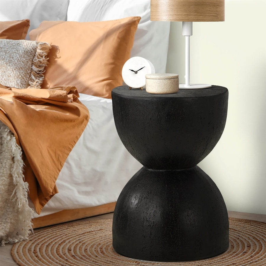 Oikiture Side Table Concrete Outdoor Indoor Black, image 8