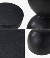 Oikiture Side Table Concrete Outdoor Indoor Black
