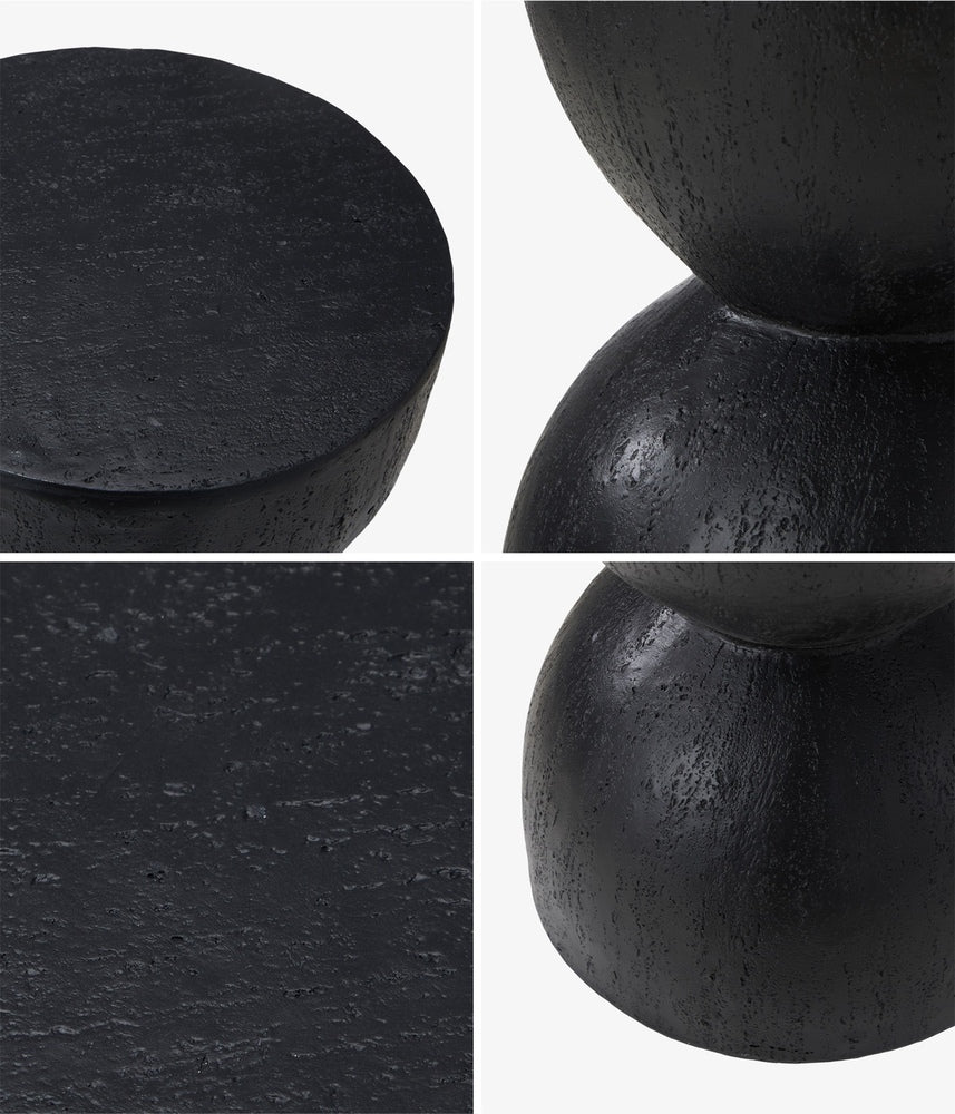 Oikiture Side Table Concrete Outdoor Indoor Black