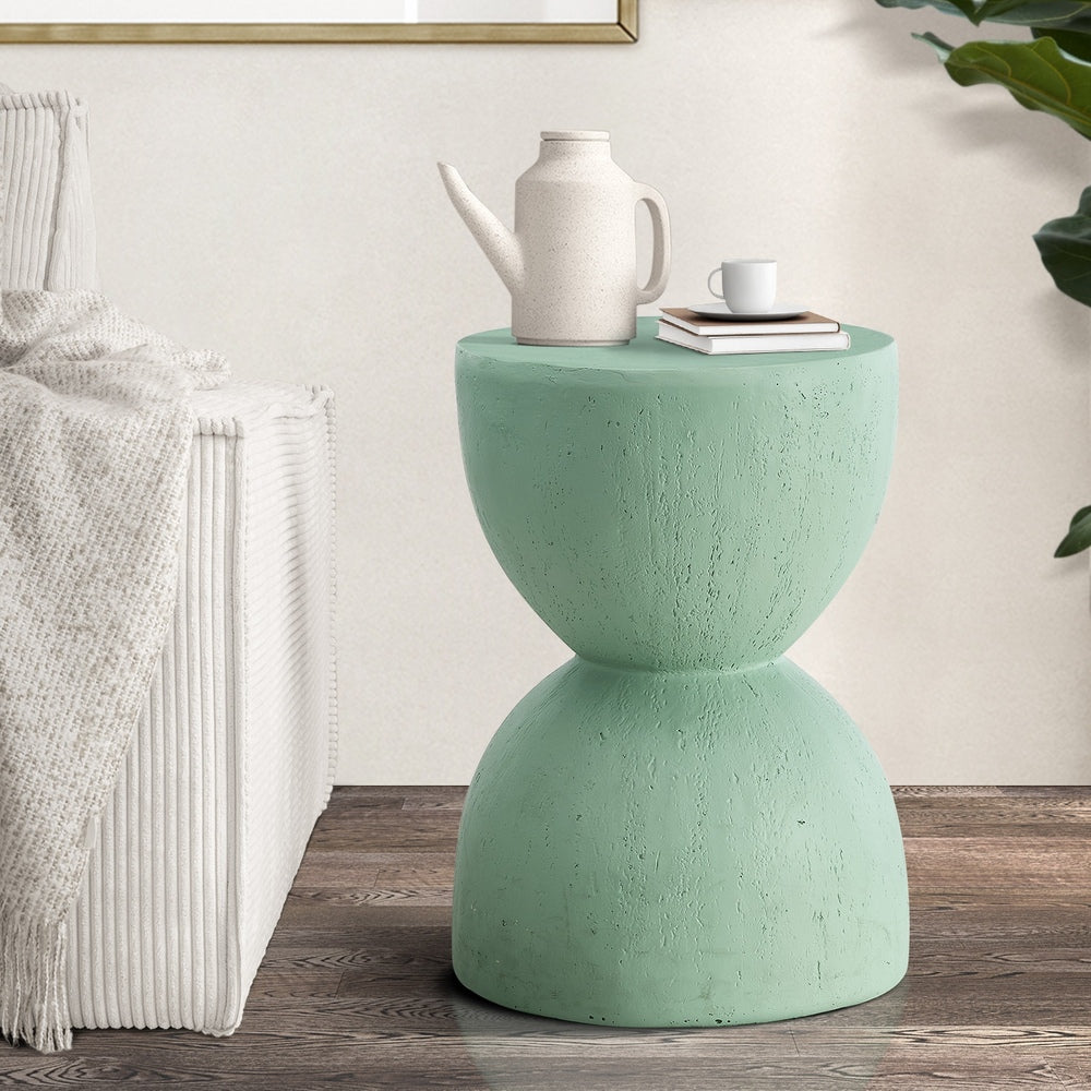 Oikiture Side Table Coffee Tables Stand Stone Green