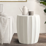 Oikiture Side Table Concrete Outdoor Stand - Rear View