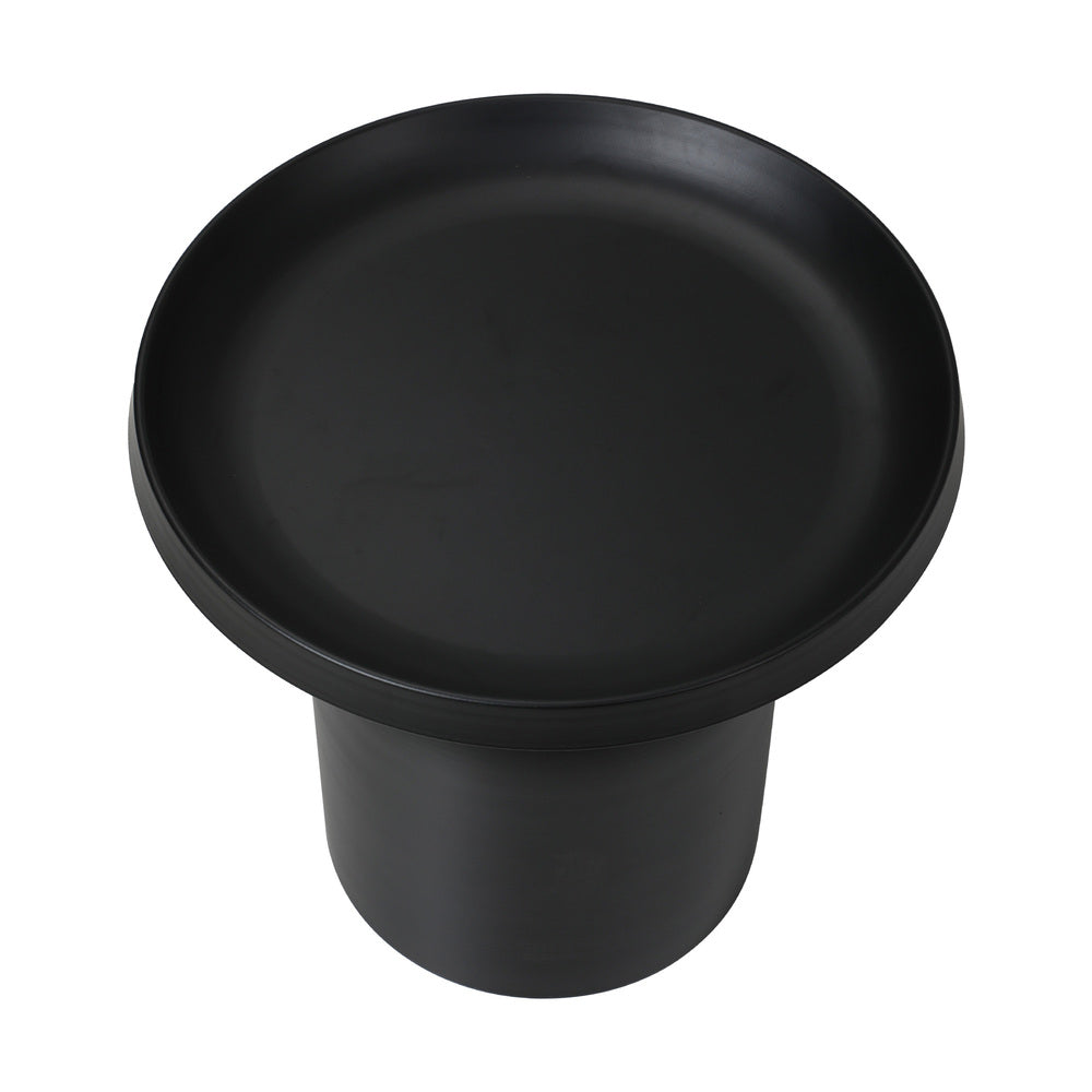 Oikiture Coffee Table Round Side Table Black