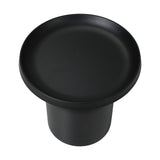 Oikiture Coffee Table Round Side Table Black - Rear View