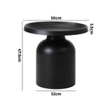 Oikiture Coffee Table Round Side Table Black - Front View