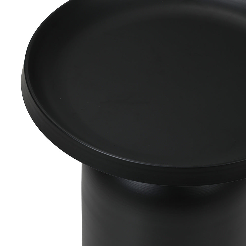 Oikiture Coffee Table Round Side Table Black