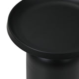 Oikiture Coffee Table Round Side Table Black - Side View