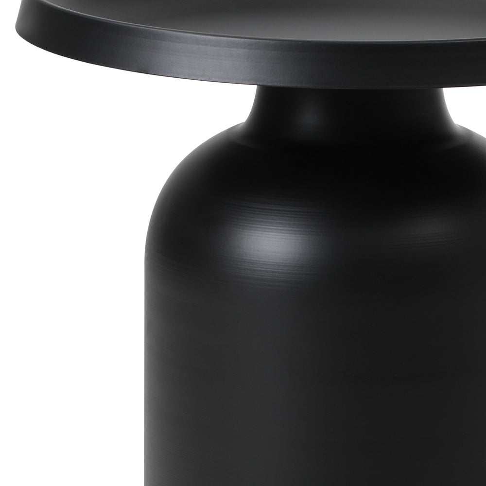 Oikiture Coffee Table Round Side Table Black
