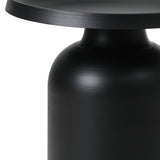 Oikiture Coffee Table Round Side Table Black - Top-Down View
