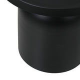 Oikiture Coffee Table Round Side Table Black